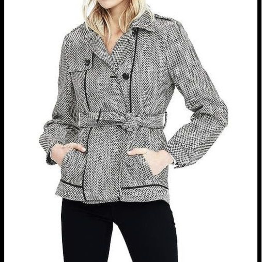 Banana Republic Black/White Short Trench Coat